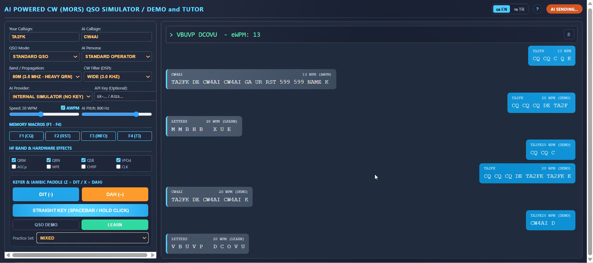 CW QSO SIMULATOR / CW TUTOR